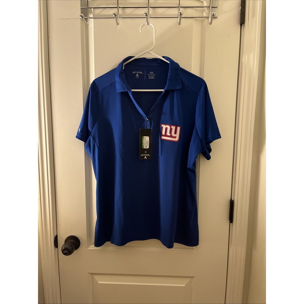 New York Giants Activewear Polo Shirt Antigua Blue Womens Size XXL